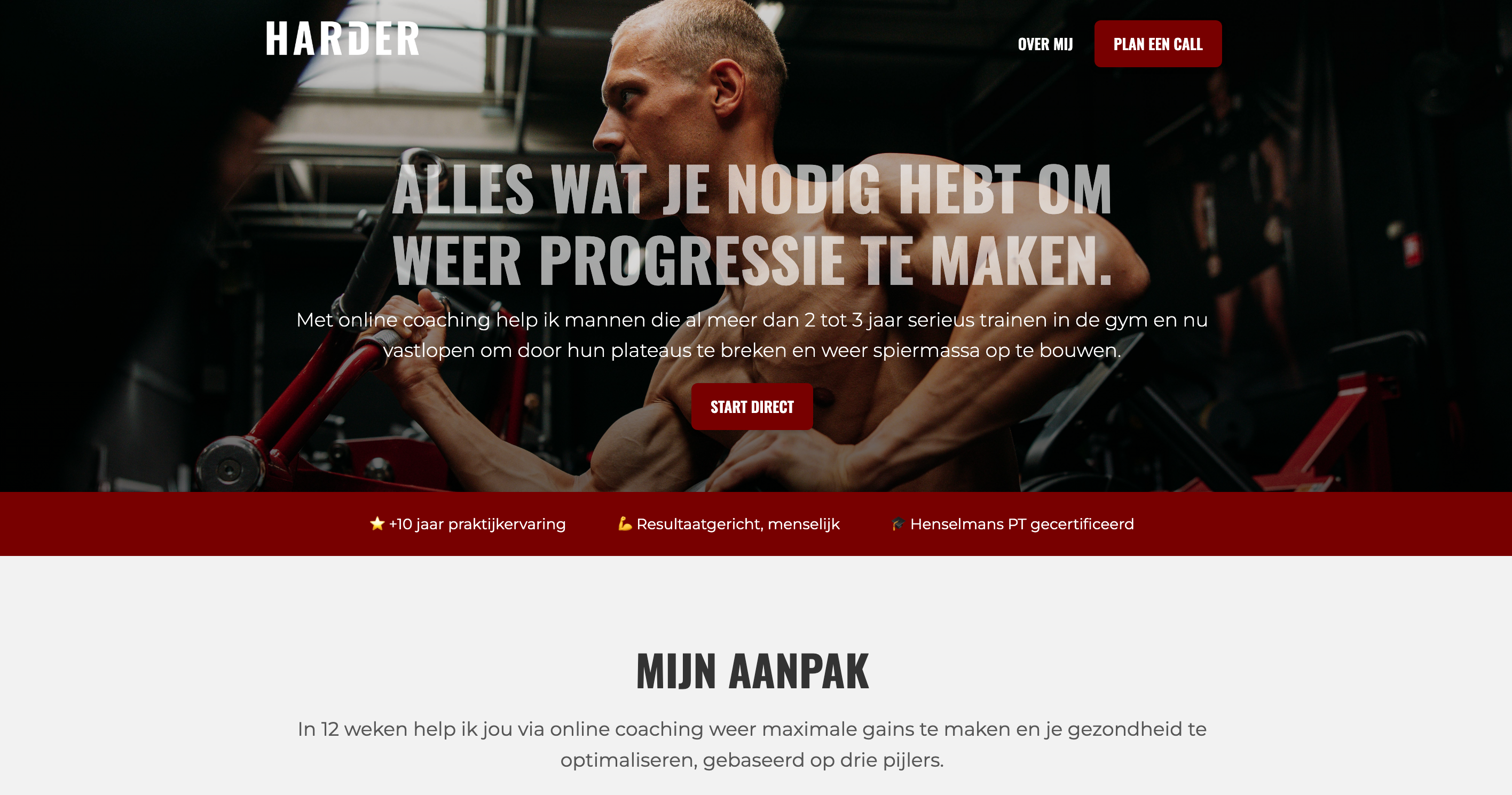 Harder Coaching homepage design