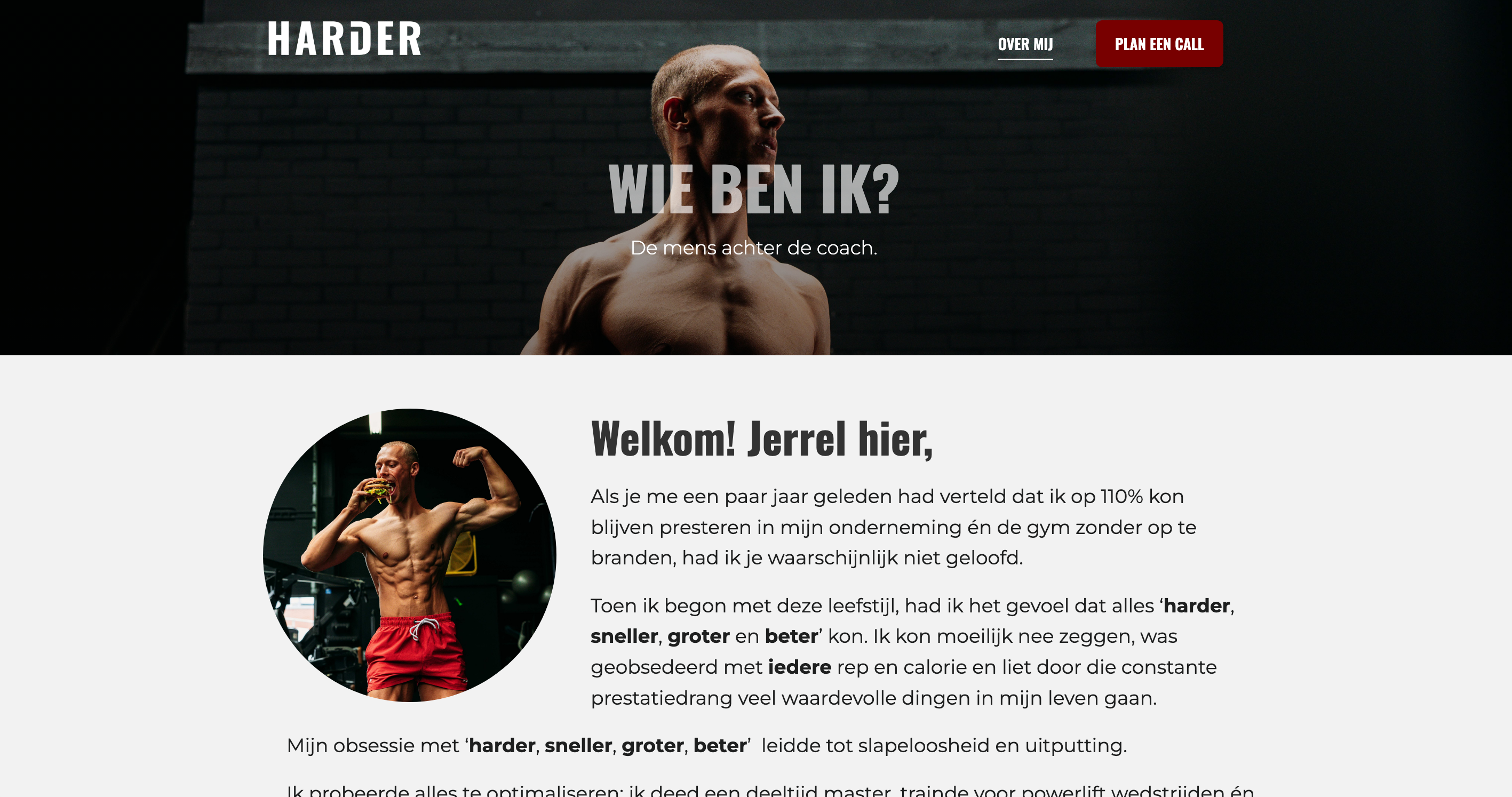 Harder Coaching over mij pagina design